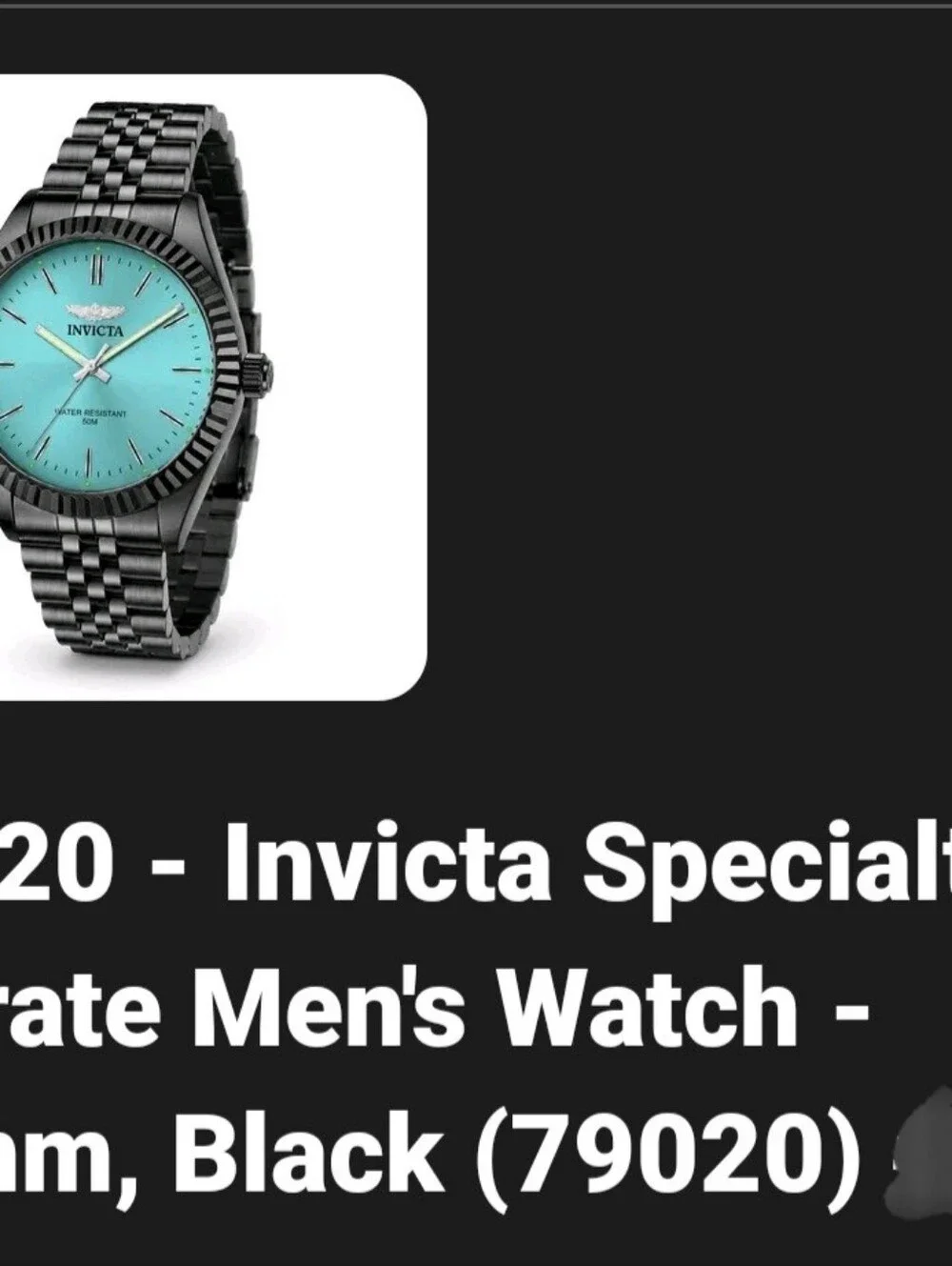 Invicta Turquoise Dial Black Bracelet Watch